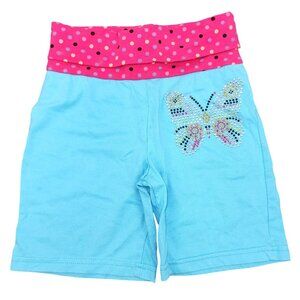 Girls Fleurish Girl Butterfly Studded Embellished Shorts Size 6 Blue Pink Sparkl